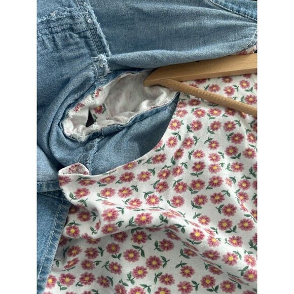 VTG Women's LG One Piece Floral Denim Overlay Cowgirl Rodeo Top - Picture 5 of 6